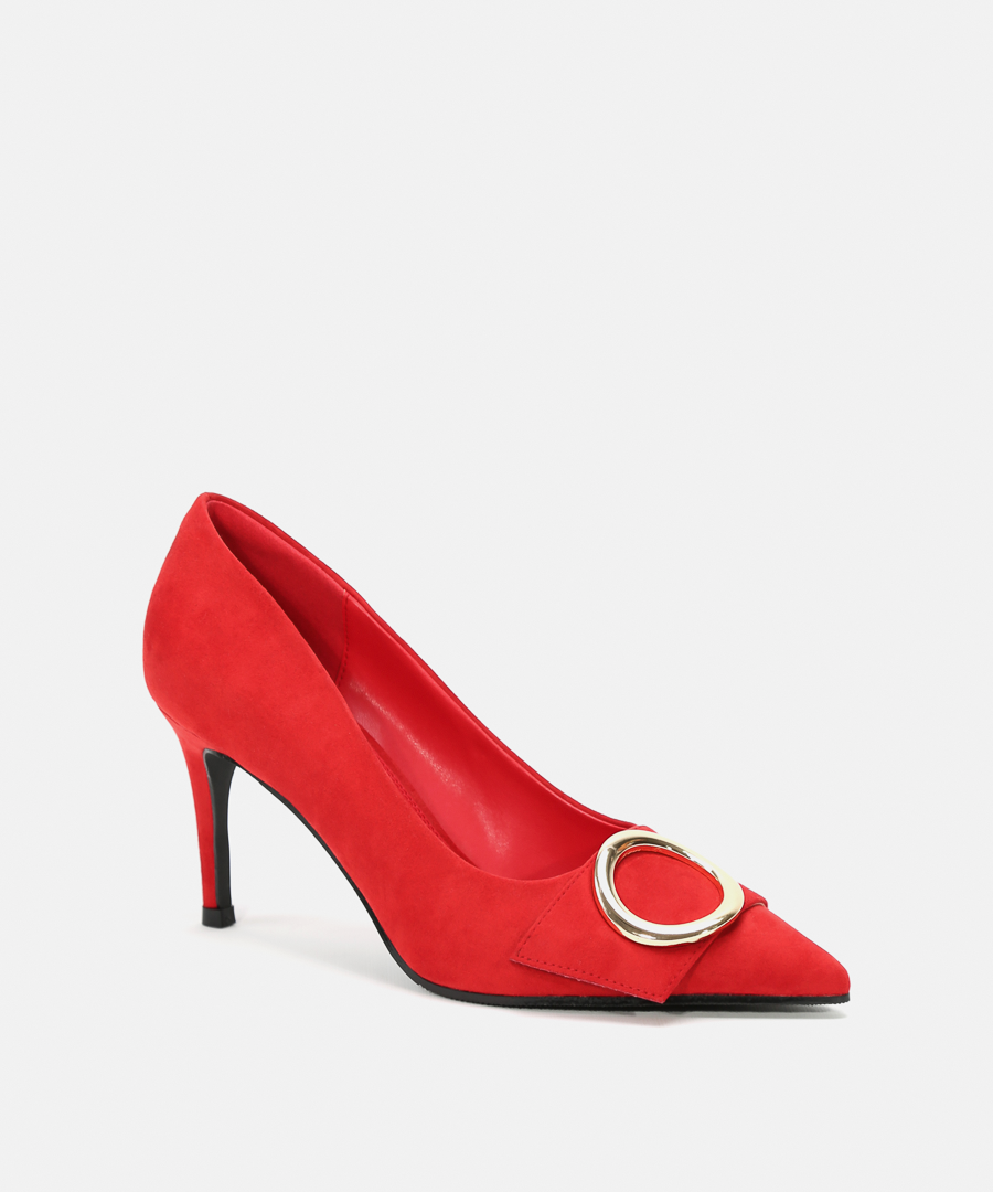 Zapatos tac&oacute;n adorno met&aacute;lico